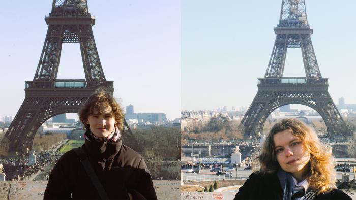 Na zdjęciu dwie osoby: mężczyzna i kobieta na tle wieży Eiffla