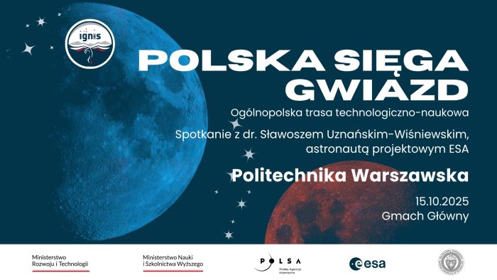 Grafika informująca o trasie technologiczno-naukowej z udziałem Sławosza Uznańskiego-Wiśniewskiego