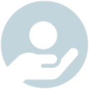 Ikona przedstawiająca okrągły obiekt na wysuniętej dłoni.